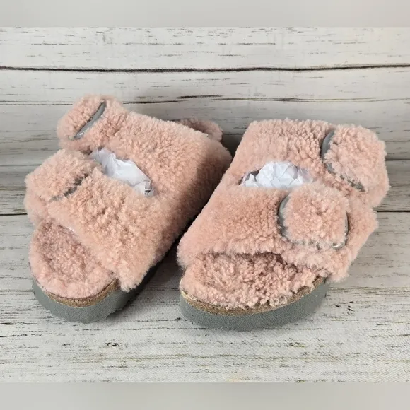 Papillio Birkenstock Arizona Big Buckle Teddy Shearling Sandals EU 37 6-6.5