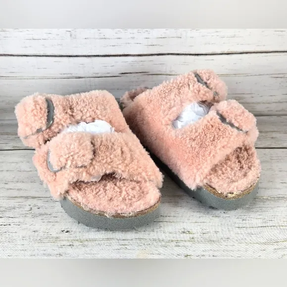 Papillio Birkenstock Arizona Big Buckle Teddy Shearling Sandals EU 37 6-6.5