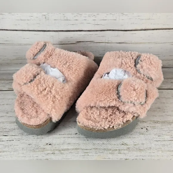 Papillio Birkenstock Arizona Big Buckle Teddy Shearling Sandals EU 37 6-6.5