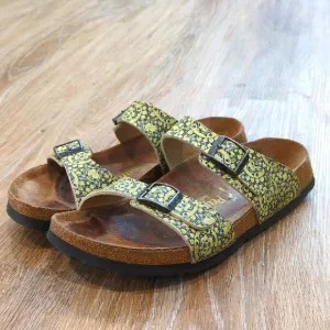Papillio Birkenstock Green with Blue Floral Patterned Sandals Women's size 38