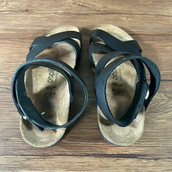 PAPILLIO By Birkenstock Black Leather Ankle Strap Sandals Women’s Size 6 (37)