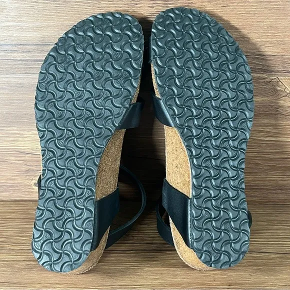 PAPILLIO By Birkenstock Black Leather Ankle Strap Sandals Women’s Size 6 (37)