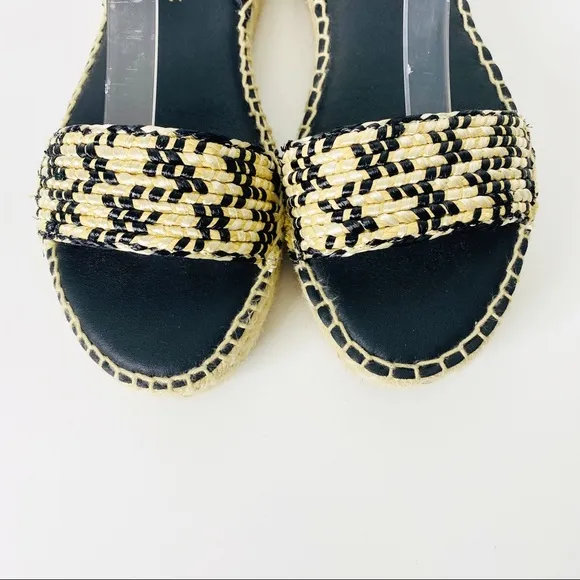 Paseart Espadrille Platform Sandals Black Tan 8