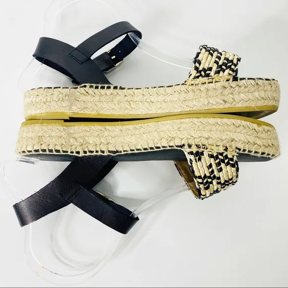 Paseart Espadrille Platform Sandals Black Tan 8