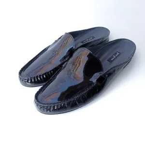 Paul Green Black Patent Leather Mules | Effortless Chic Minimalist Summer Flats
