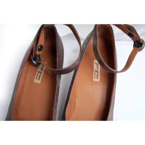 Paul green espadrilles wedge heels shoes perforated leather metallic uk 7 us 9.5