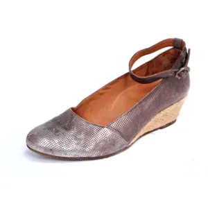 Paul green espadrilles wedge heels shoes perforated leather metallic uk 7 us 9.5