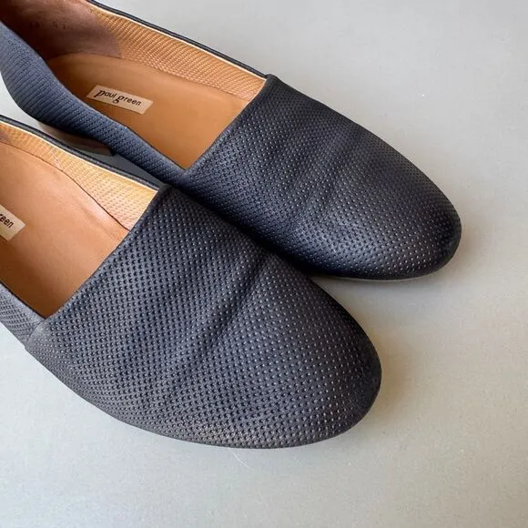 Paul Green Naomi Black Loafers Flats Women's Size 8.5US or 6UK Dotted Leather