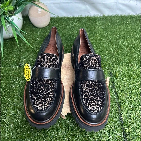 Paul green NATASHA LEOPARD PRINT LEATHER LOAFER IN LEO BLACK COMBO size 7.5 new