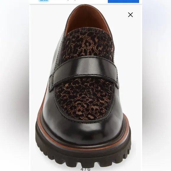 Paul green NATASHA LEOPARD PRINT LEATHER LOAFER IN LEO BLACK COMBO size 7.5 new