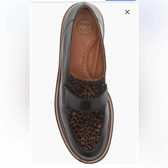 Paul green NATASHA LEOPARD PRINT LEATHER LOAFER IN LEO BLACK COMBO size 7.5 new