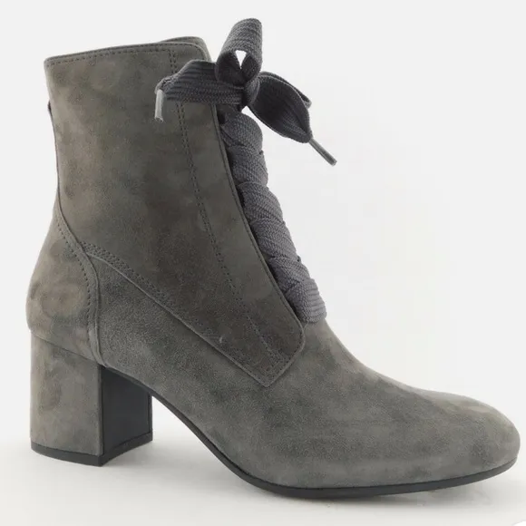 Paul Green Tracy Gray Suede Victorian Style Lace Up Boots