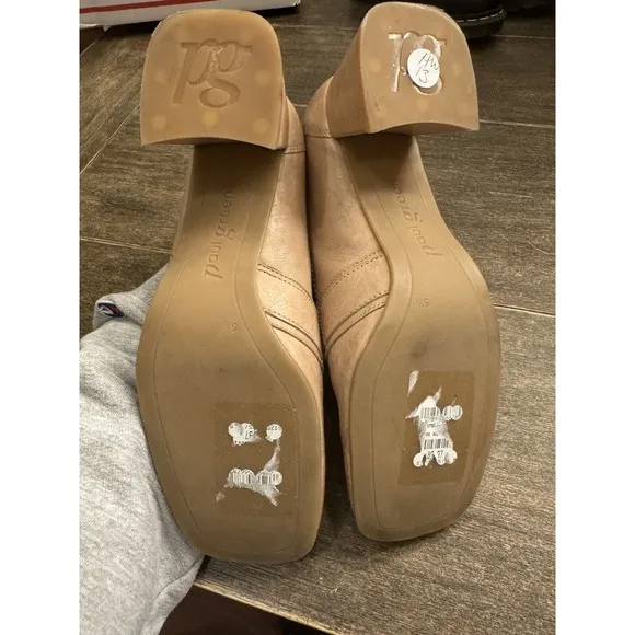Paul Green Z7948* Neutral Sabbia Leather Robin Heel Shoes Size US 7.5 Loafers