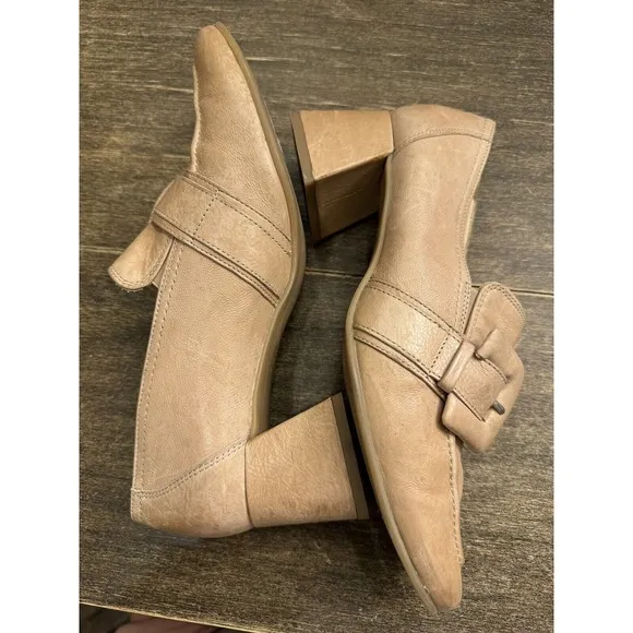 Paul Green Z7948* Neutral Sabbia Leather Robin Heel Shoes Size US 7.5 Loafers