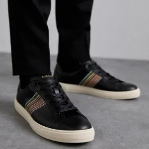 PAUL SMITH Ivo Nappa Leather Lace Up Sneakers Men's 8 Black Multicolor Stripe