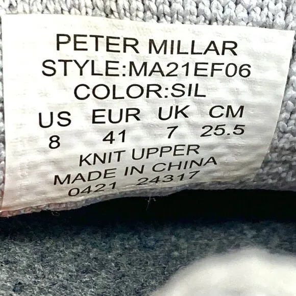 Peter Millar Hyperlight Glide Sneakers Mens 8 Gray Athletic Sporty Running Shoes