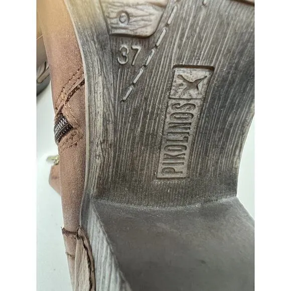 Pikolinos Boots Ankle Boots Buckle Brown Leather Women’s Size 37