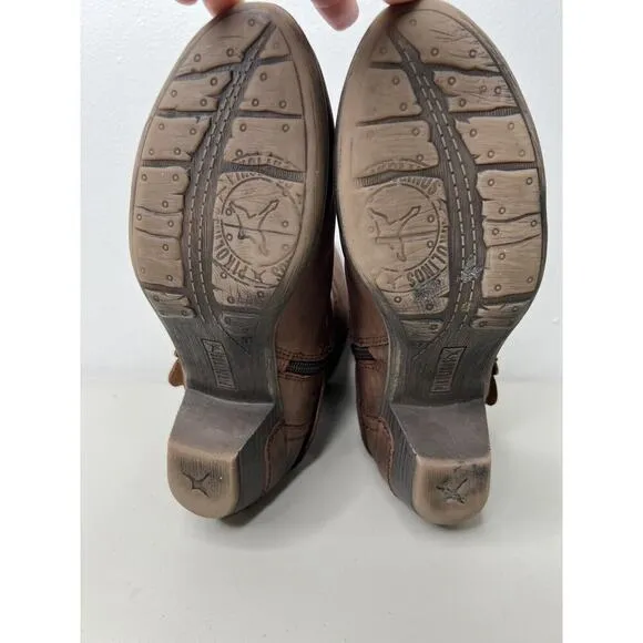 Pikolinos Boots Ankle Boots Buckle Brown Leather Women’s Size 37