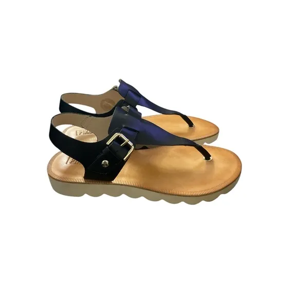 PIKOLINOS Flat Sandals Black Leather, NIB, size 8 (38 EU), $150