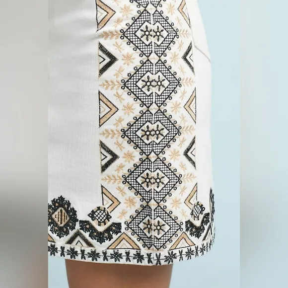 Pilcro and the Letterpress Embroidered Denim Mini Skirt