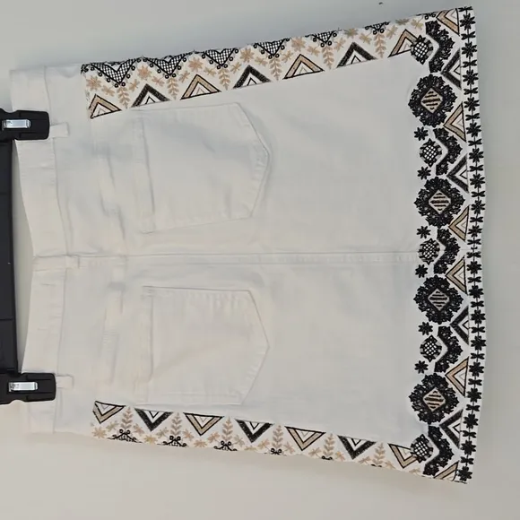 Pilcro and the Letterpress Embroidered Denim Mini Skirt