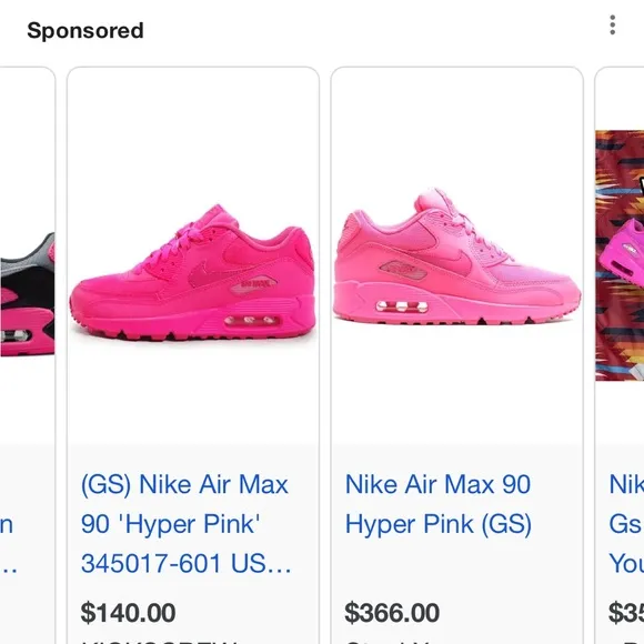 Pink Air Max 90’s Sneakers Vibrant Athletic Style (youth size 4)