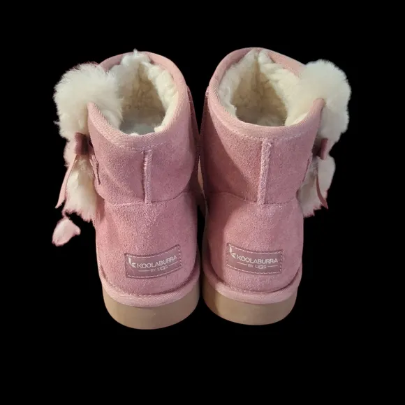 Pink Suede Women's Boots with Bow Detail