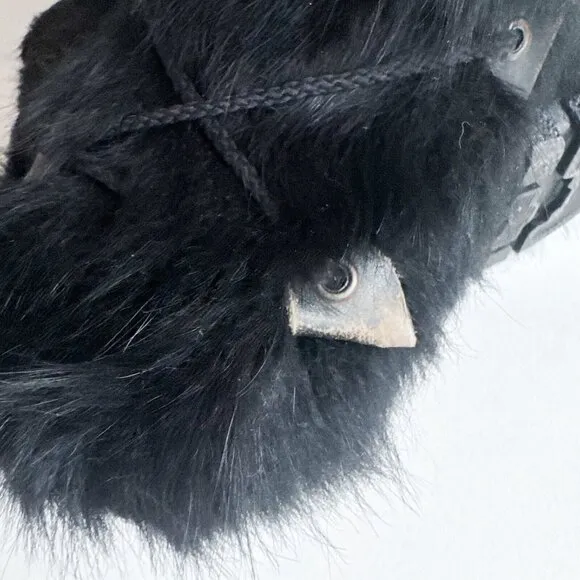 Point Nord Black Goat Skin Fur Trapper Boots with Fleece Liners 11 men's