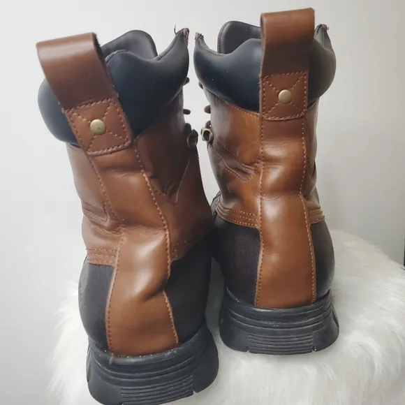 POLO RALPH LAUREN Cain Brown Duck Fleece Lined Lace Up High Boots Size 13D Men