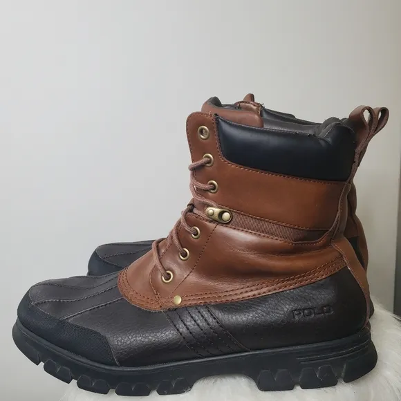 POLO RALPH LAUREN Cain Brown Duck Fleece Lined Lace Up High Boots Size 13D Men