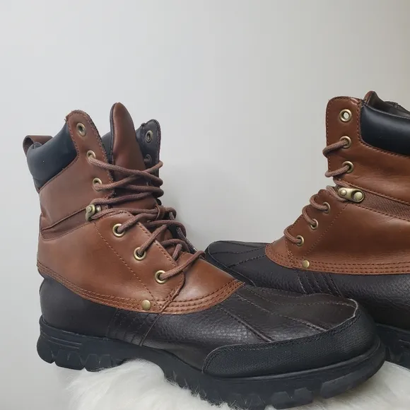 POLO RALPH LAUREN Cain Brown Duck Fleece Lined Lace Up High Boots Size 13D Men