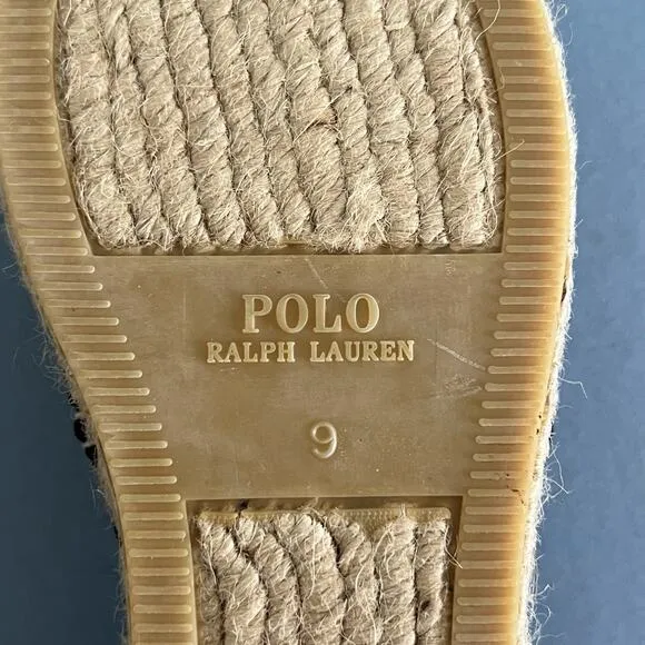 Polo Ralph Lauren Macrame Espadrille Black Lace Slip On Loafers