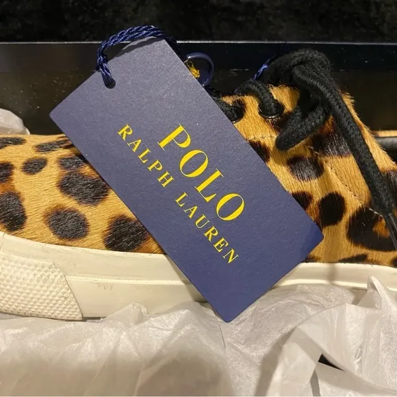 Polo RL Leopard Print Sneakers with Black Laces -Made in France