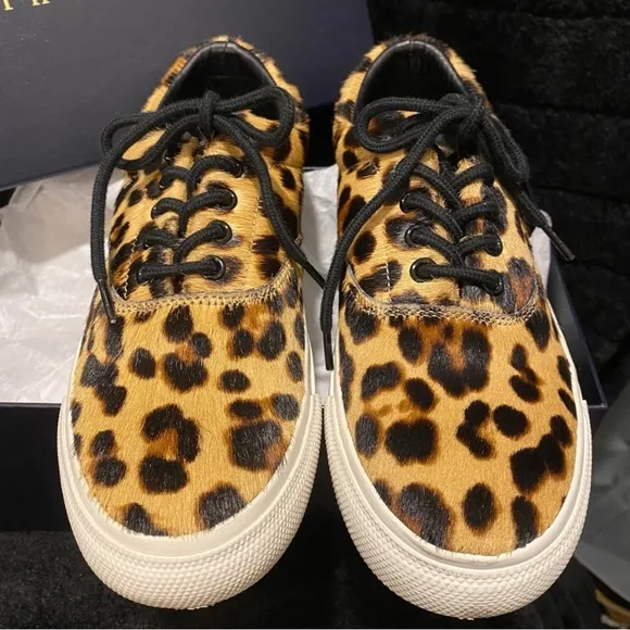 Polo RL Leopard Print Sneakers with Black Laces -Made in France