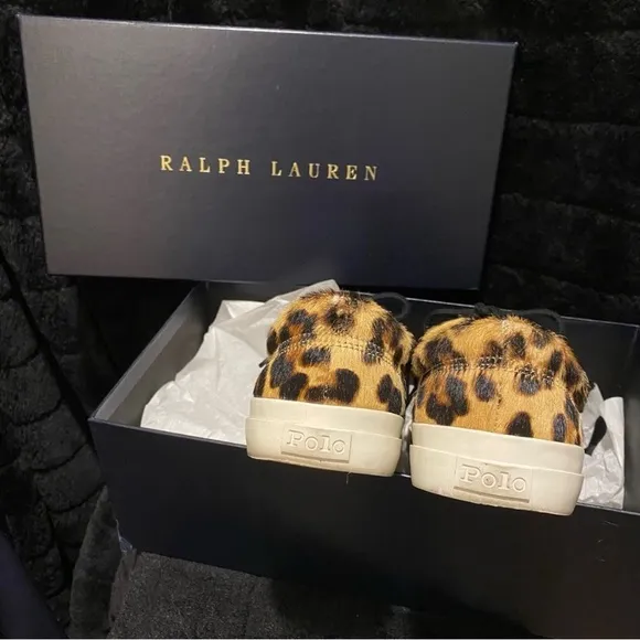 Polo RL Leopard Print Sneakers with Black Laces -Made in France