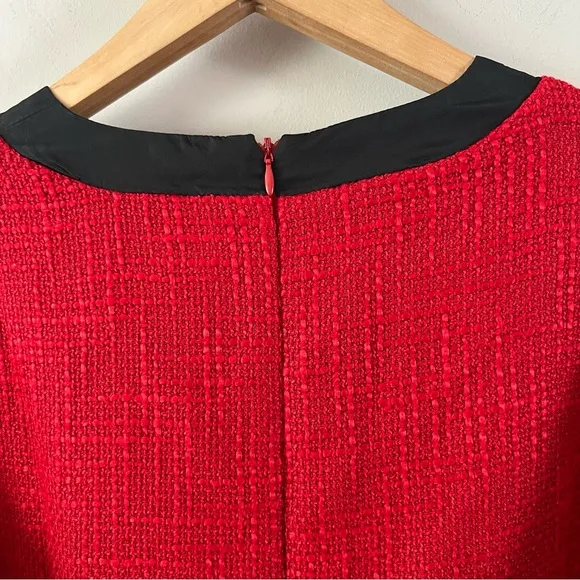Pomander place red black coco tweed bow mini dress size large