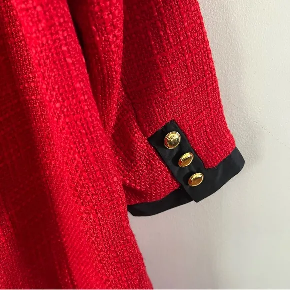 Pomander place red black coco tweed bow mini dress size large