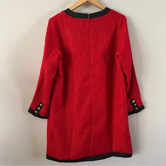Pomander place red black coco tweed bow mini dress size large