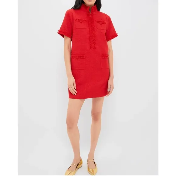 POMANDER PLACE Red Tweed Ophelia Dress
