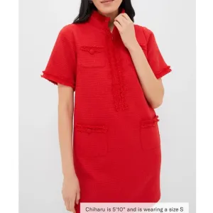 POMANDER PLACE Red Tweed Ophelia Dress