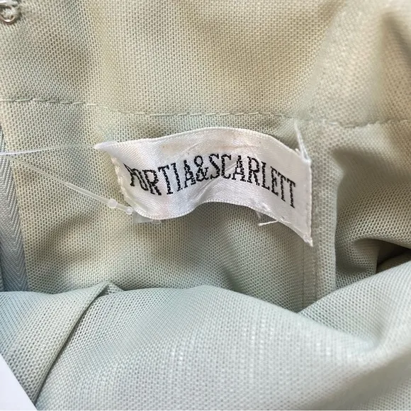 PORTIA &amp; SCARLETT Sage Olive Green One Shoulder Maxi Gown Dress Rhinestone Bust