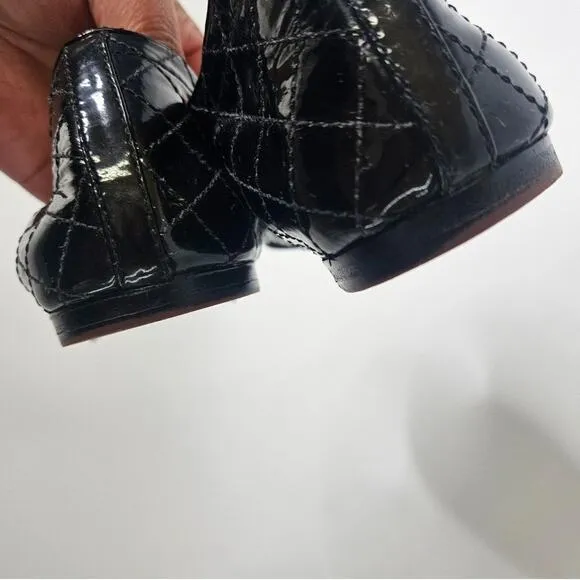 Prada Black Patent Leather Bow Scrunch Ballerina Ballet Flats 35