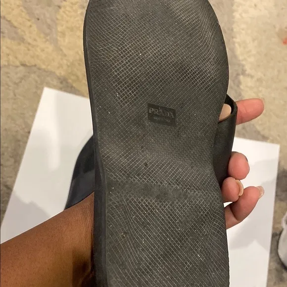 Prada Black Sandals with Contoured Footbed