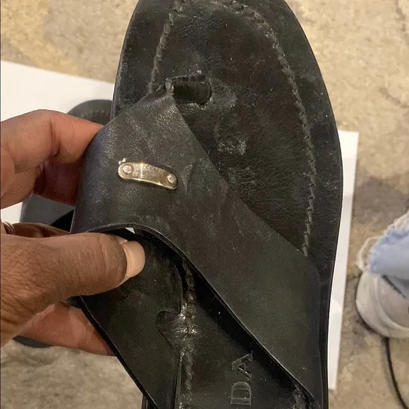 Prada Black Sandals with Contoured Footbed