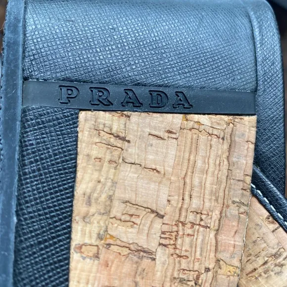 PRADA Thong Cork Wedge Sandals