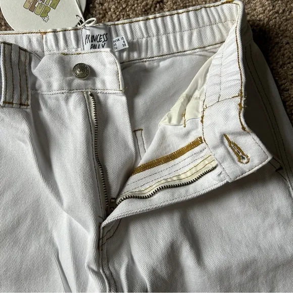 Princess Polly Utility Cargo Recycled Cotton Blend Denim White Jeans NWT Size 6