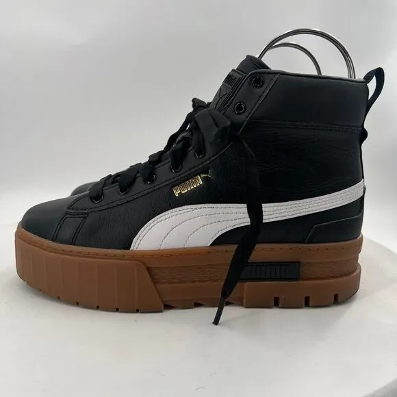 PUMA Mayze Womens Mid Platform Black Sneakers Casual Shoes Size 8.5