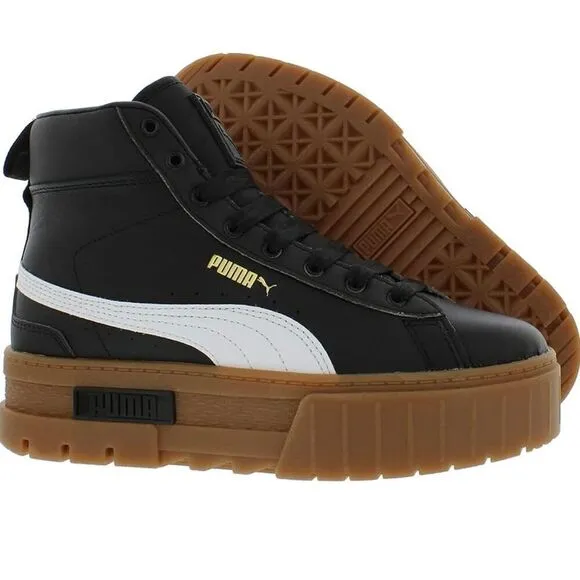 PUMA Mayze Womens Mid Platform Black Sneakers Casual Shoes Size 8.5