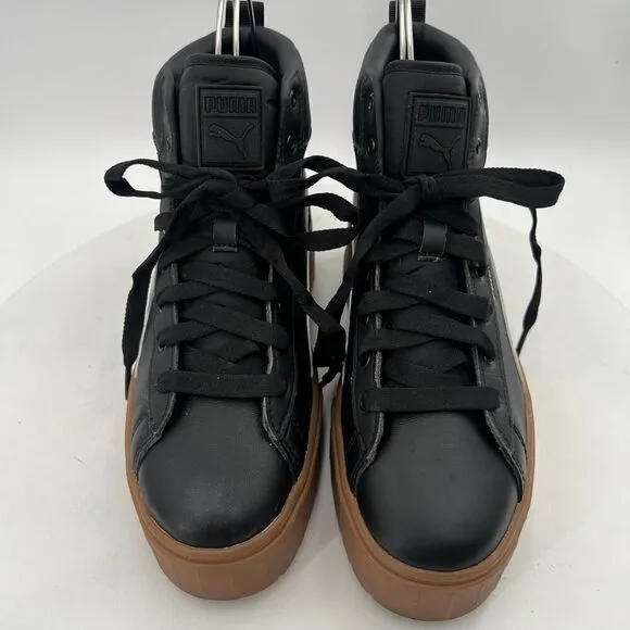 PUMA Mayze Womens Mid Platform Black Sneakers Casual Shoes Size 8.5