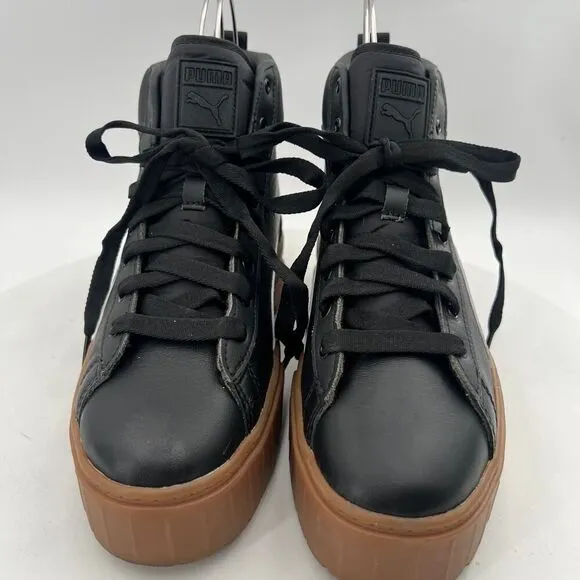 PUMA Mayze Womens Mid Platform Black Sneakers Casual Shoes Size 8.5